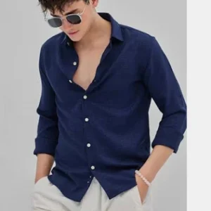 Navy Blue Solid Shirt